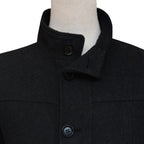 Herringbone wool custom tailored black winter jacket 2