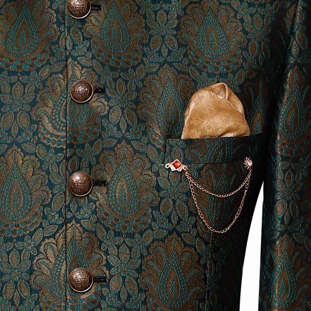 Indian imported jamawar prince coat for wedding 3