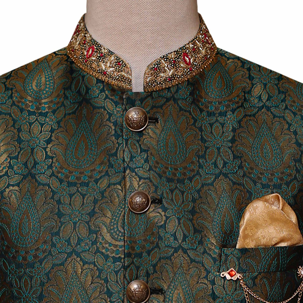 Indian imported jamawar prince coat for wedding 2