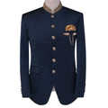 Ink blue embellished prince coat in italian, blue prince coat