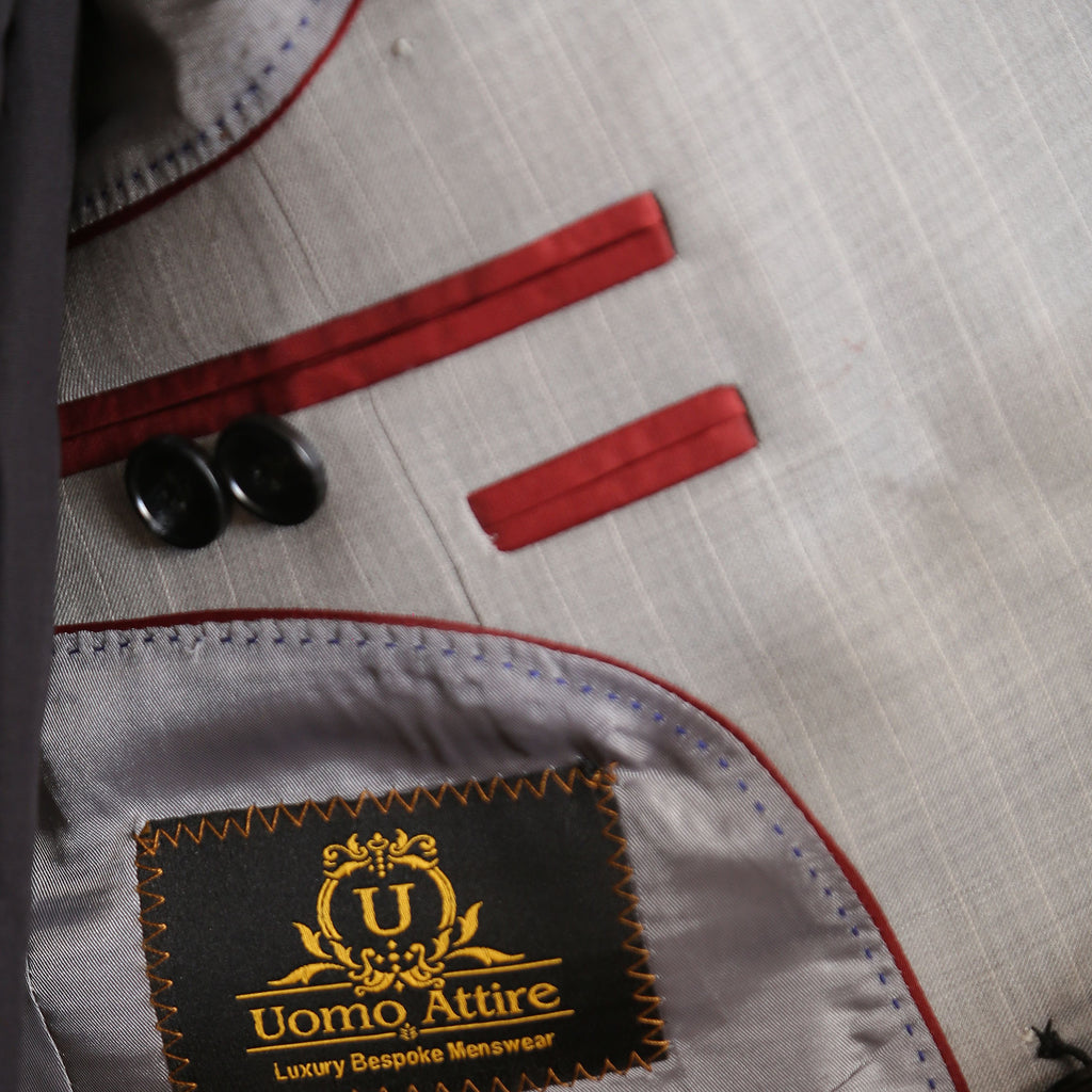 Inside Round Lining Fashion Light Grey Double Breasted Suit