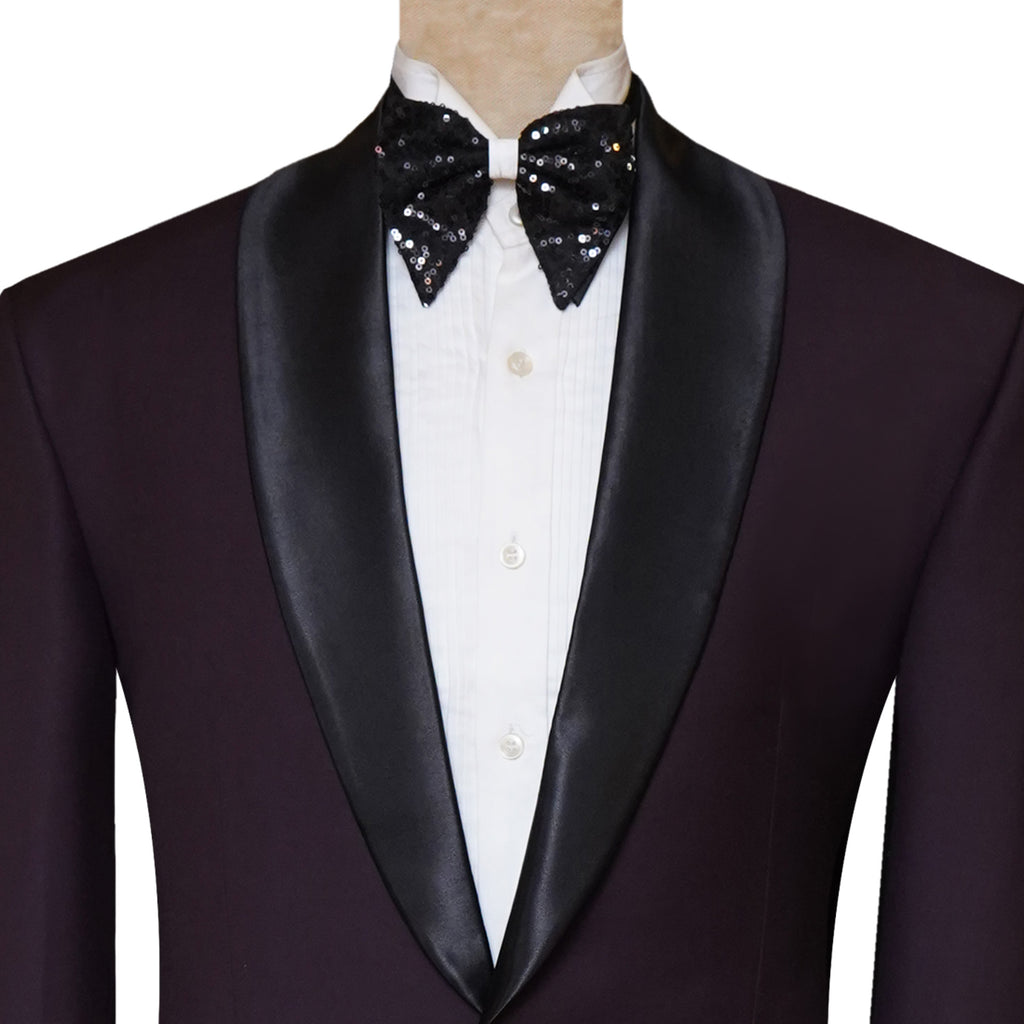 Italian Tropical Wool Maroon Tuxedo 2 Piece Suit for Black Shawl Lapel