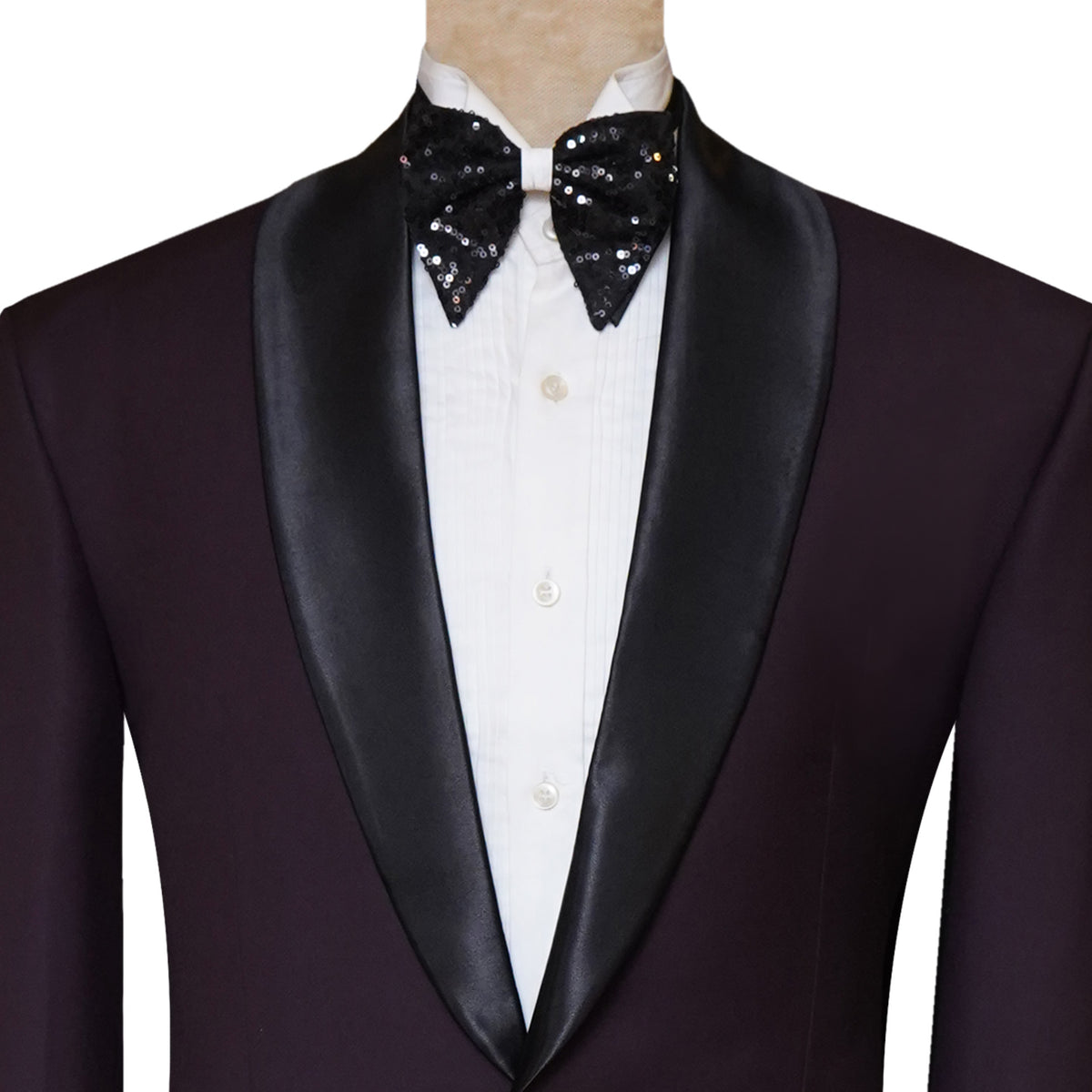 Italian Tropical Wool Maroon Tuxedo 2 Piece Suit for Black Shawl Lapel
