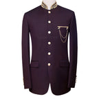 Italian maroon fabric with hand-embroidered prince coat