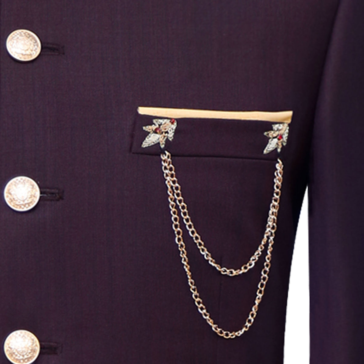 Italian maroon fabric with hand-embroidered prince coat 2