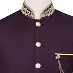 Italian maroon fabric with hand-embroidered prince coat 3