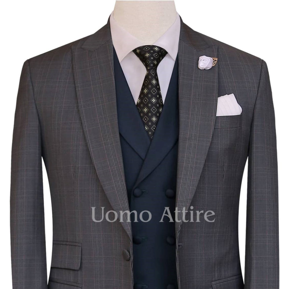 
                  
                    Italian windowpane checkered customized three piece suit 3
                  
                