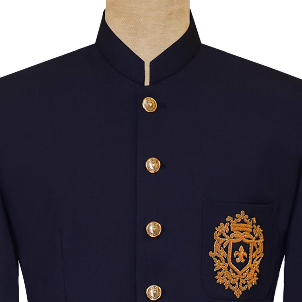 
                  
                    Italian woolen fabric navy blue luxury prince coat 4
                  
                
