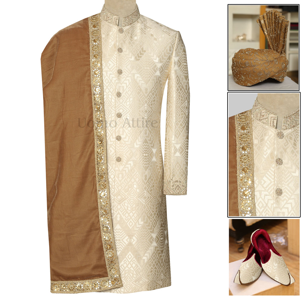 Ivory Groom Wedding Sherwani for Men | Groom Sherwani Package