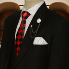 Jet Black Custom Made Italian Fabric3 Piece Suit side angle