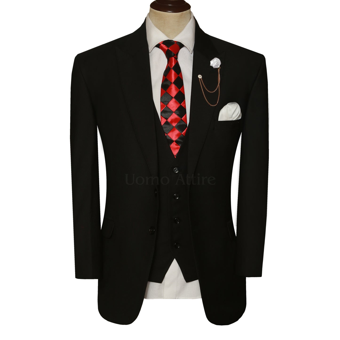 Jet Black Custom Made Italian Fabric 3 Piece Suit | Best Black Suit in New Jersey