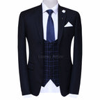Jet black Italian tropical wedding three piece suit