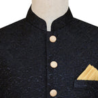 Jet black luxury prince suit for groom and groomsmen 3
