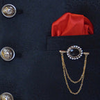 Jet black textured jamawar prince coat 2