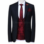 Black Wedding Suit for Men with Jamawar Vest in USA