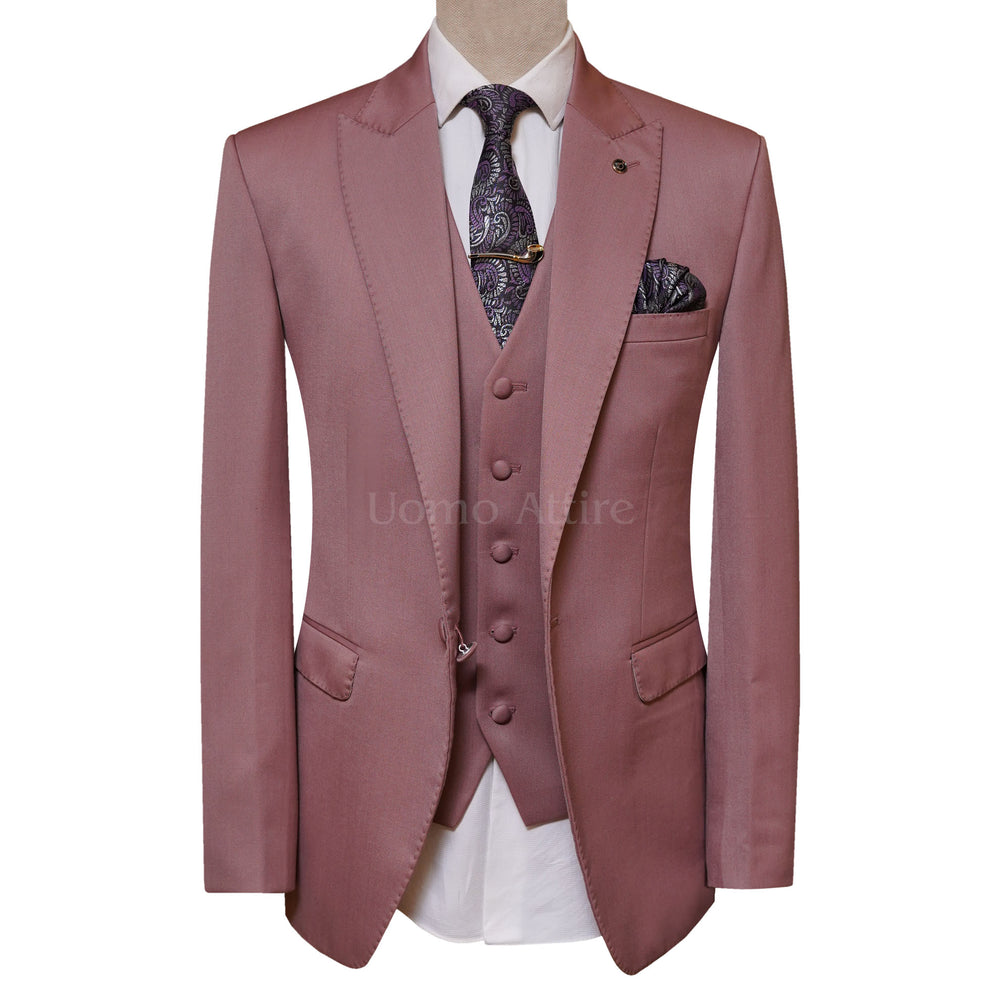 Light Pink Men's 3 Piece Suit for Special Occasions | Light Pink Suit
