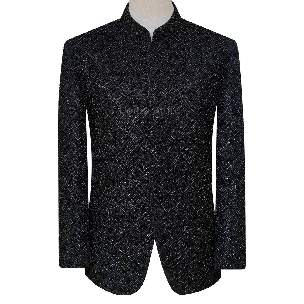
                  
                    Limited edition fully embellished jet black prince coat | Black prince coat for wedding
                  
                
