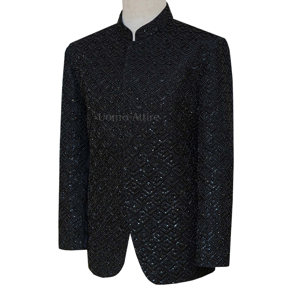 
                  
                    Limited edition fully embellished jet black prince coat | Black prince coat for wedding 2
                  
                