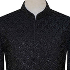 Limited edition fully embellished jet black prince coat | Black prince coat for wedding 3