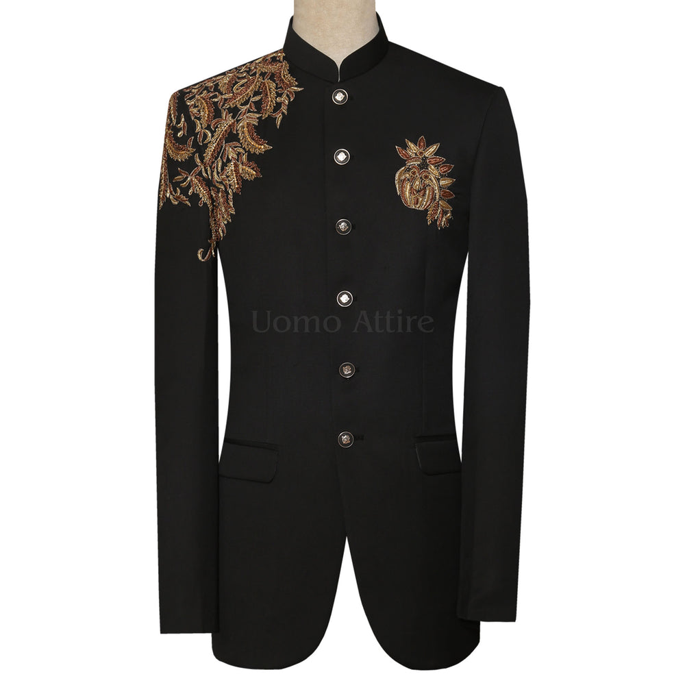 Luxurious Black Prince Coat for Men 