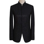 Luxurious fully embroidered and embellished jet black prince coat, prince coat for groom