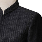 Luxurious fully embroidered and embellished jet black prince coat, prince coat for groom 3