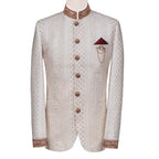 Luxurious fully embroidered cream color prince coat | Prince coat for groom and nikkah