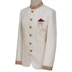 Luxurious fully embroidered cream color prince coat | Prince coat for groom and nikkah 2