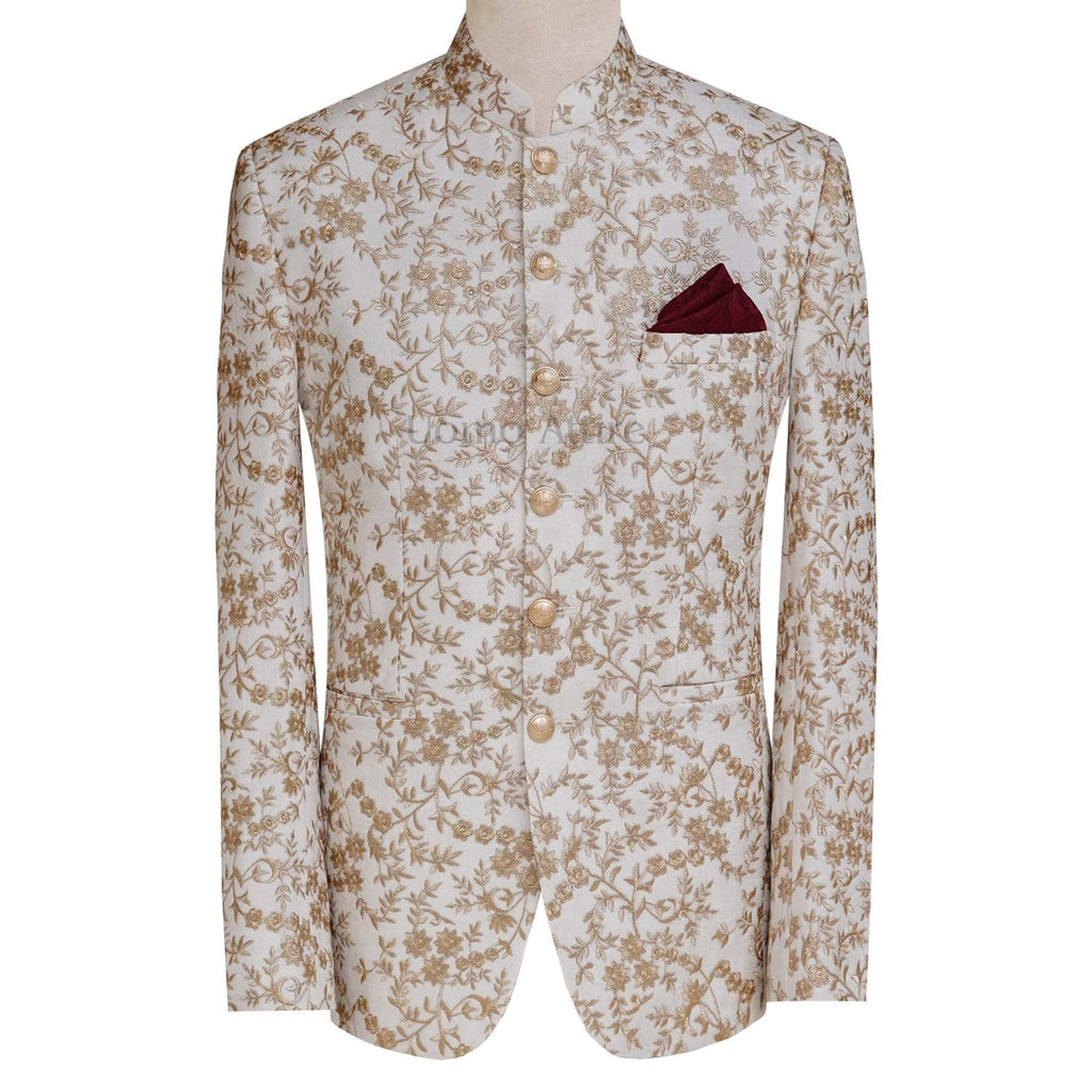 Luxurious fully embroidered prince coat with golden brass buttons | Pakistani prince coat