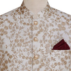 Luxurious fully embroidered prince coat with golden brass buttons | Pakistani prince coat