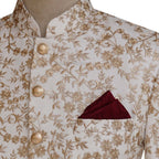 Luxurious fully embroidered prince coat with golden brass buttons | Pakistani prince coat