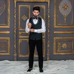 Luxury Black Hand-Embellished Designer Tuxedo Suit for Men