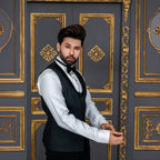 Luxury Black Hand-Embellished Designer Tuxedo Suit for Men
