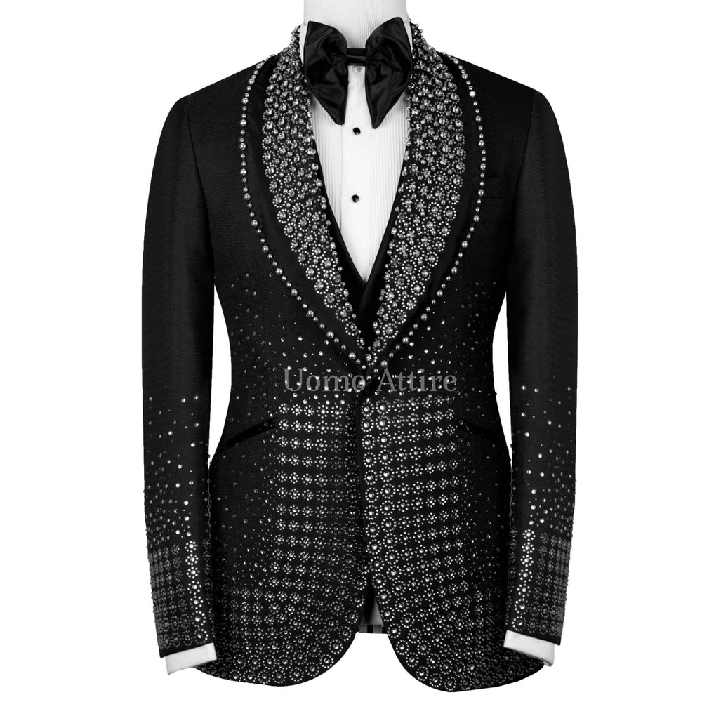 Luxury Designer Black Wedding Tuxedo For Groom – Uomo Attire