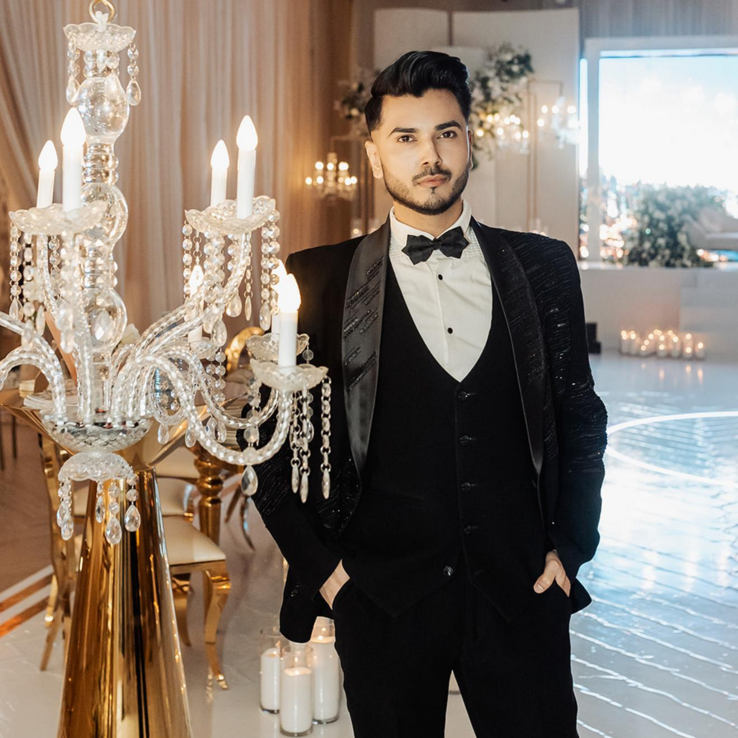 
                  
                    Luxury Hand Embellished Black Tuxedo Suit for Groom
                  
                