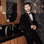 Luxury Hand Embellished Black Tuxedo Suit for Groom