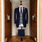 Luxury navi blue 3 piece suit