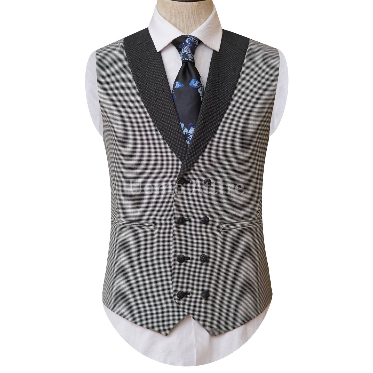 
                  
                    Double Breasted Vest for Shark Skin Bespoke Mens 3 Piece Suit
                  
                