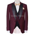 Maroon Burgundy Peak Lapel Groom Tuxedo Suit _ Maroon Tuxedo Suit _ Burgundy Tuxedo Suit