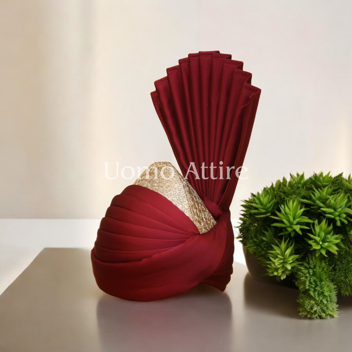 Maroon Turban for Groom Marriage