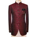 Maroon and black contrast jamawar prince coat