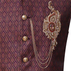Maroon jamawar waistcoat with embellished motif 2