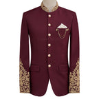 Maroon prince coat with micro embellishment | Maroon prince coat for groom