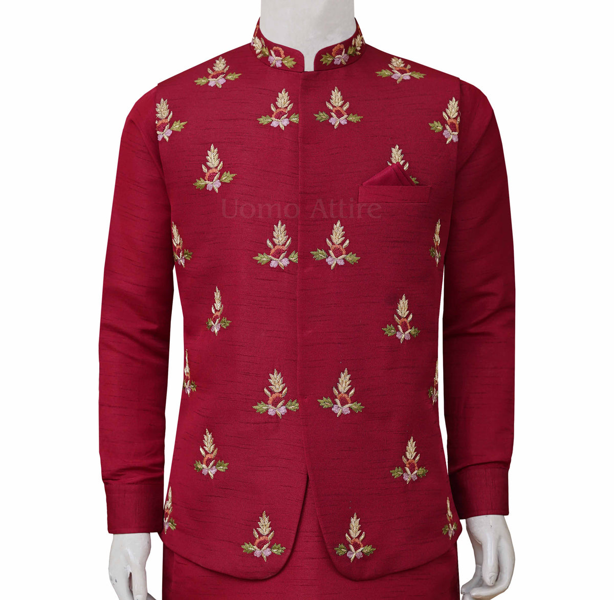Waistcoat | Resham Embellished Waistcoat | Maroon Waistcoat with Embellishments