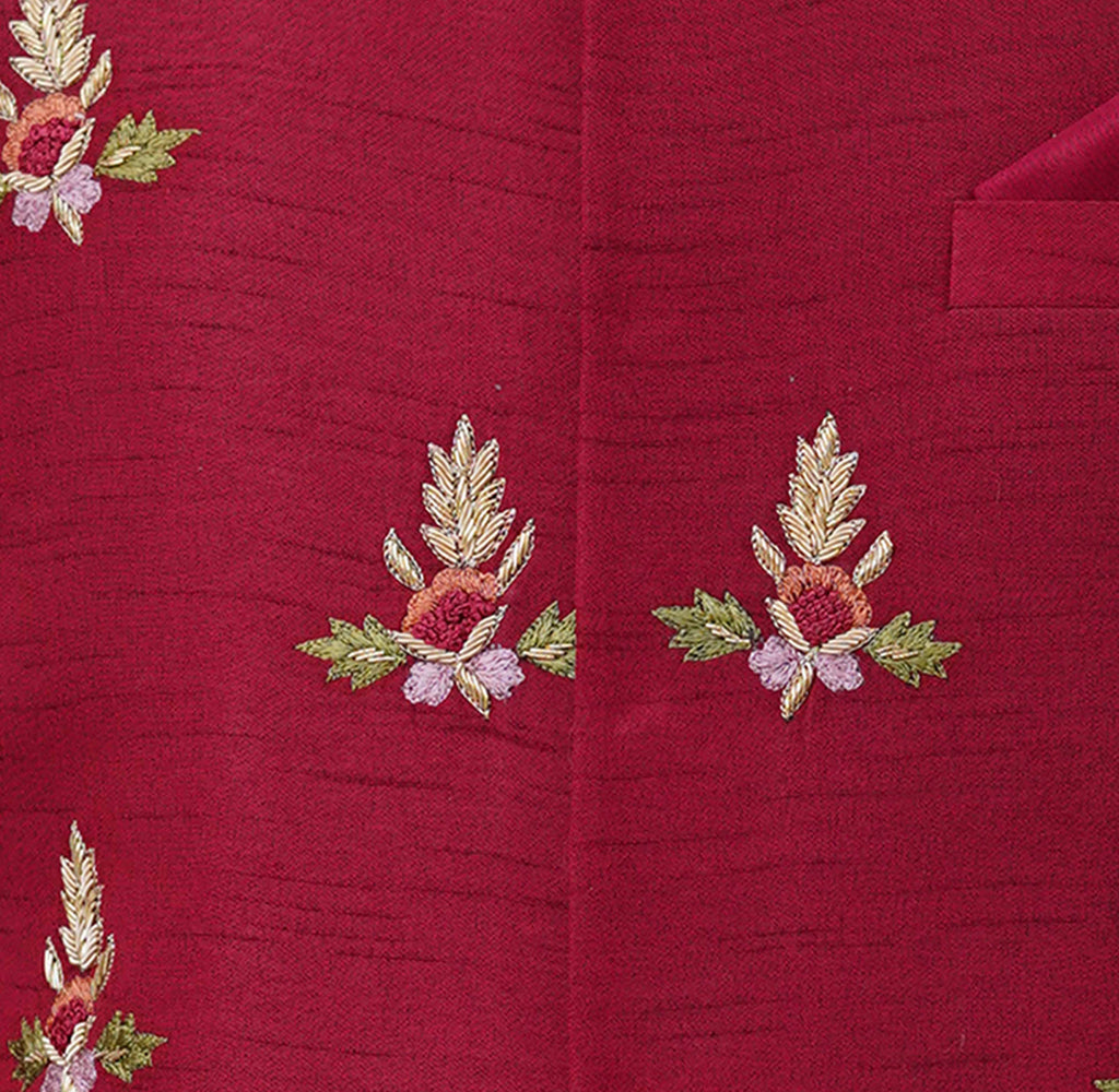 Waistcoat | Resham Embellished Waistcoat | Maroon Waistcoat with Embellishments 3