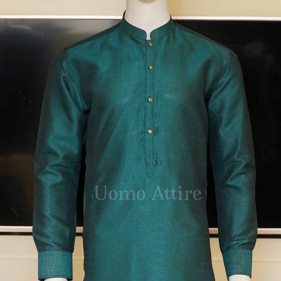 Kurta pajama design for mehndi in raw silk fabric 2
