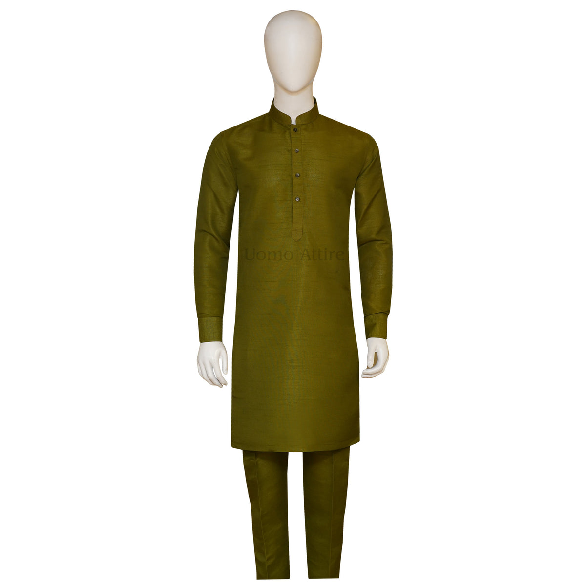 Mehndi kurta pajama in raw silk fabric | Kurta Pajama for Men