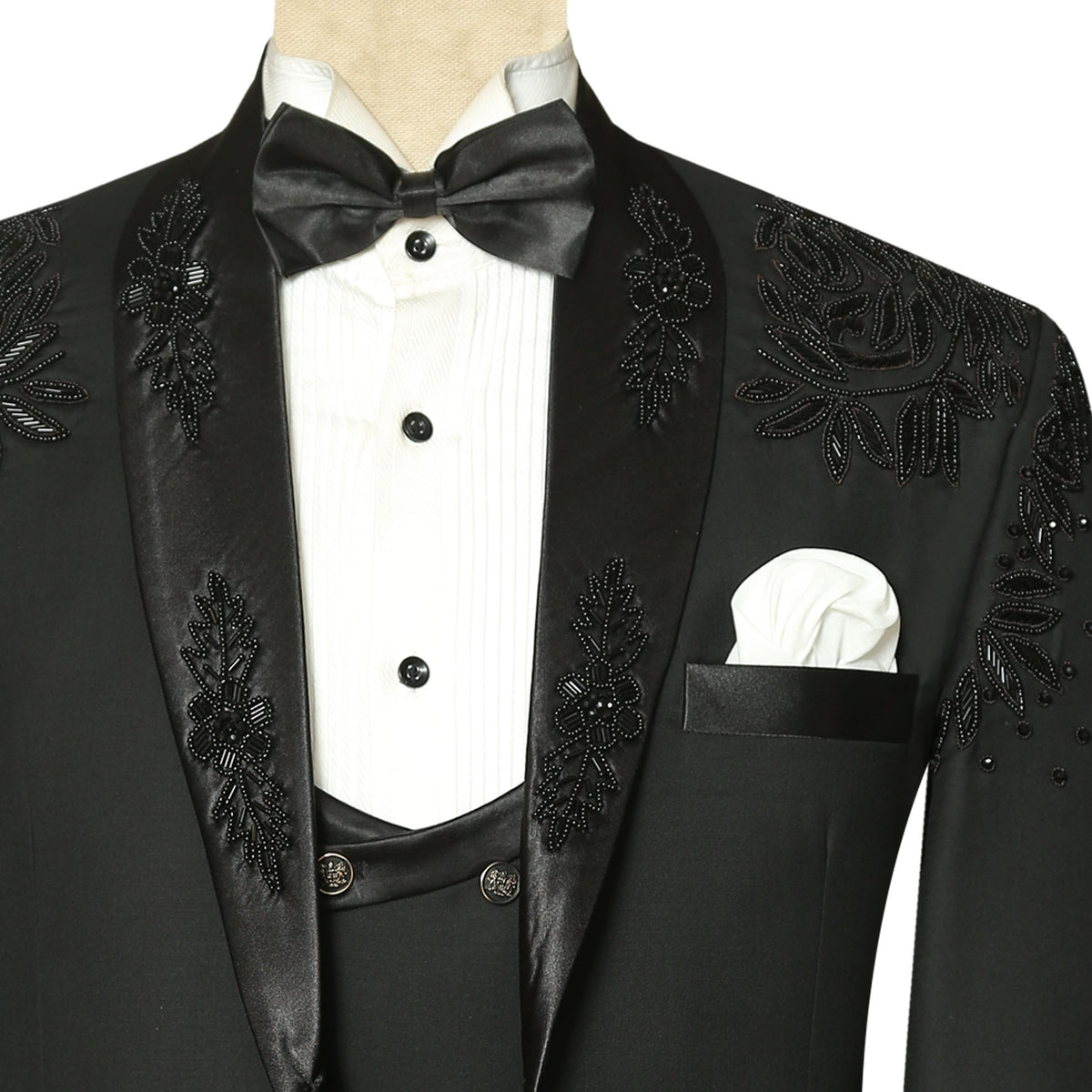 Men's Black Designer Tuxedo Suit for Men with Satin Shawl