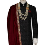 Men's Black Wedding Sherwani For Groom