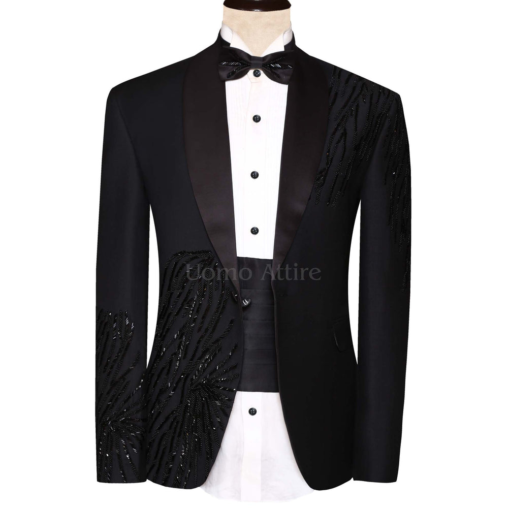 Mens Designer Black Wedding Tuxedo Suit For Groom